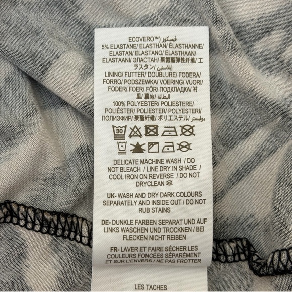 Boden Jersey Midi Dress Women 6 Black Ikat V‑Neck Long Sleeve Smocked Waist Cuff - Picture 11 of 12